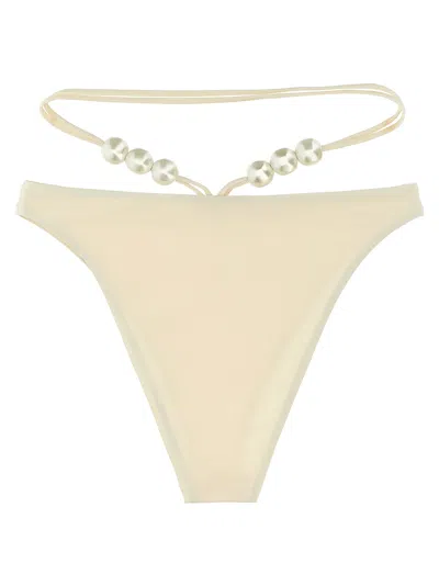 Magda Butrym Pearl-detailing Bikini Bottoms In Nude