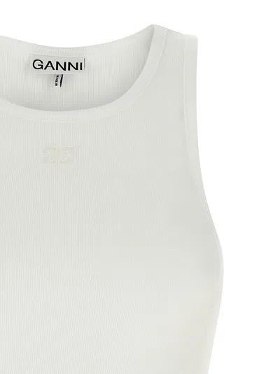 Ganni Soft Cotton Rib Tank Top In White