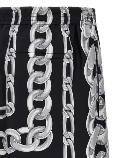 Versace Knee-length Activewear Shorts With Bold Chain Graphic In Multicolor