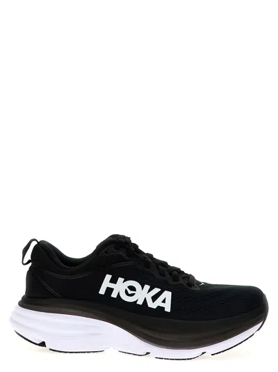 Hoka Black Logo Sneakers In White/black