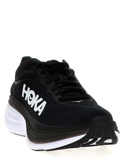 Hoka Black Logo Sneakers In White/black