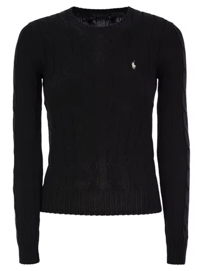 Polo Ralph Lauren Slim Fit Cable Knit In Black