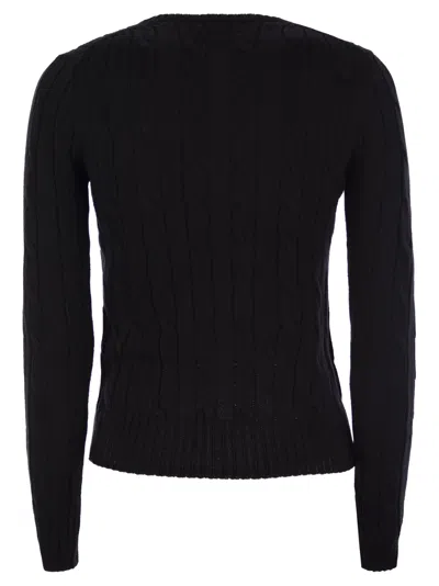 Polo Ralph Lauren Slim Fit Cable Knit In Black