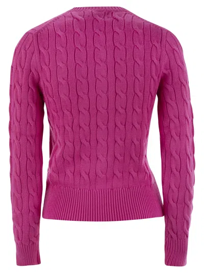 Polo Ralph Lauren Long Sleeve Cardigan In Pink & Purple