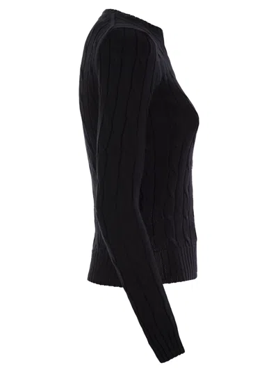 Polo Ralph Lauren Slim Fit Cable Knit In Black