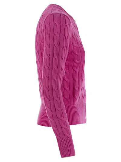 Polo Ralph Lauren Long Sleeve Cardigan In Pink & Purple