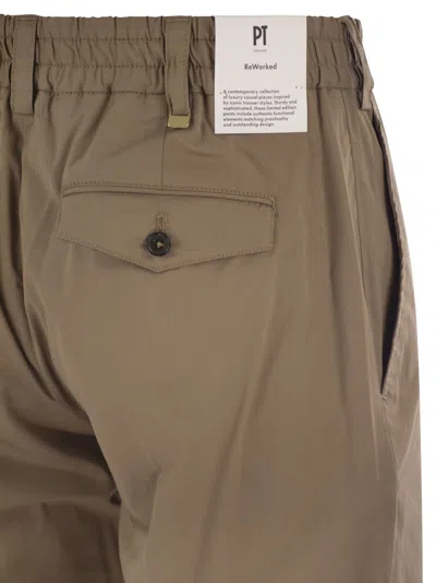 Pt Torino Master-fit Cotton-blend Trousers In Brown