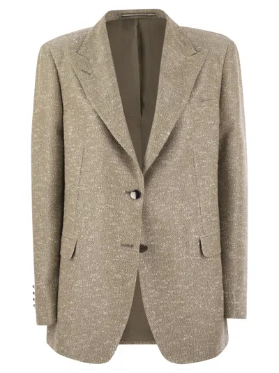 Tagliatore Beige Jacket With Pointed Lapels And Front Pockets In Beige
