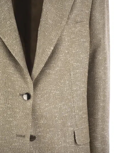 Tagliatore Beige Jacket With Pointed Lapels And Front Pockets In Beige