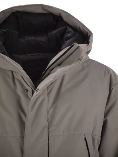 Herno Laminar 2 Layers Down Jacket With Hood In Grey