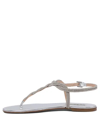 Ninalilou Braided Leather Sandals With Silver Finish In Silver