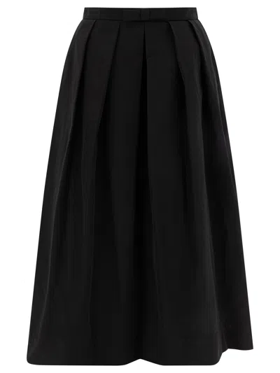 Sandbeige Black Cotton Skirt In Black