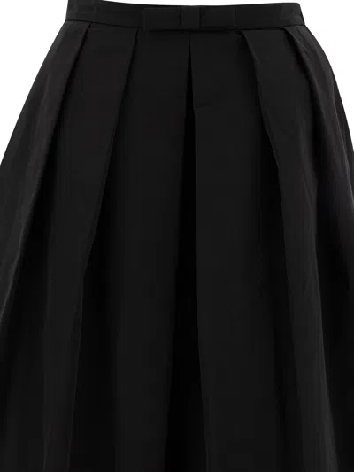 Sandbeige Black Cotton Skirt In Black