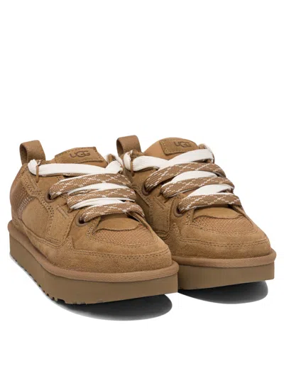 Ugg Suede And Mesh Sneakers With Trekking Laces In Brown