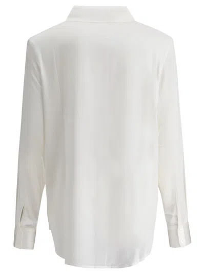 Max&moi Classic Long-sleeve Silk Blend Shirt In White