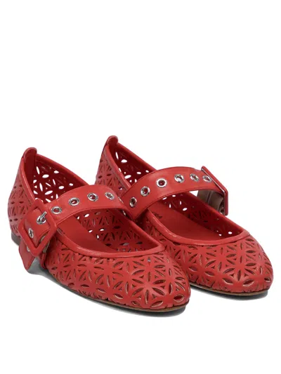 Halmanera Leather Ballet Flats In Red