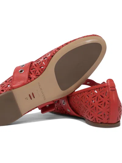 Halmanera Leather Ballet Flats In Red