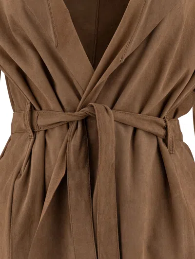 Salvatore Santoro Leather Coat In Beige