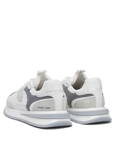 Philippe Model Paris Textured Fabric And Leather Sneakers In White