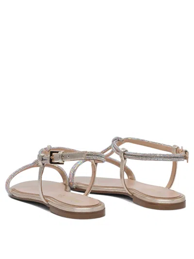 Ninalilou Elisa Crystal Embellished Leather Sandals In Gold
