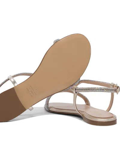Ninalilou Elisa Crystal Embellished Leather Sandals In Gold