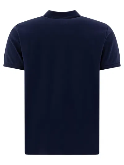 Polo Ralph Lauren Navy Blue Cotton Polo Shirt With Embroidered Logo In Black