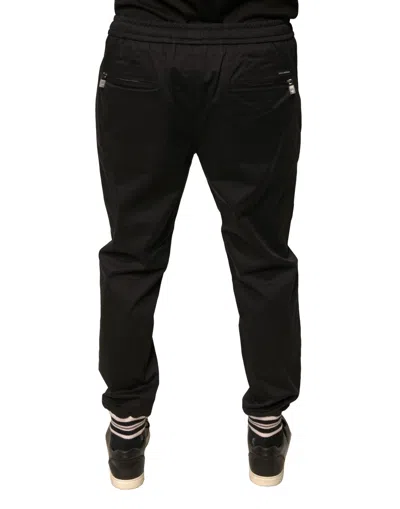 Dolce & Gabbana Black Cotton Stretch Jogger Sweatmen's Men's Pants In Black