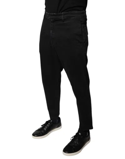 Dolce & Gabbana Black Houston Men Cropped Denim Jeans In Black