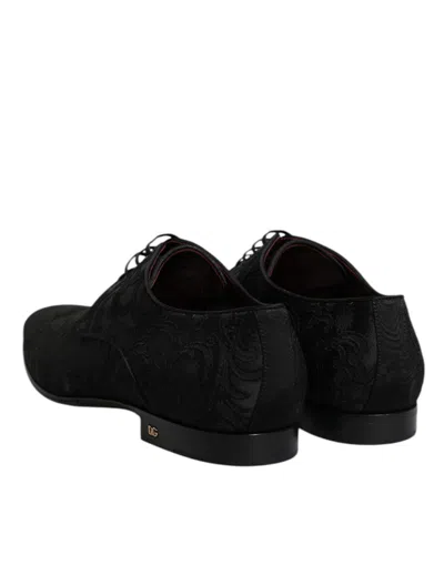 Dolce & Gabbana Jacquard Lace Up Derby Formal Dress Men's Shoes In Black