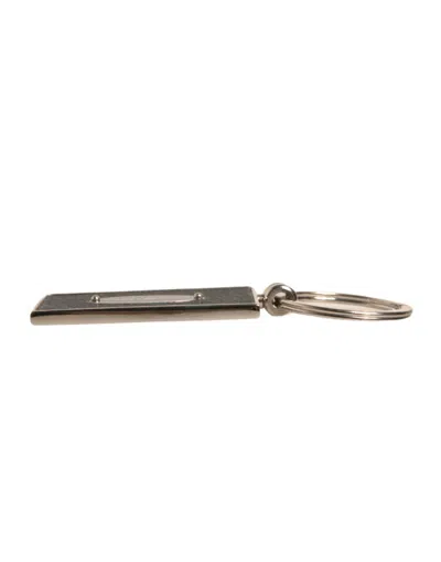 Dolce & Gabbana Black Leather Logo Metal Ring Keychain Men's Keyring In Black