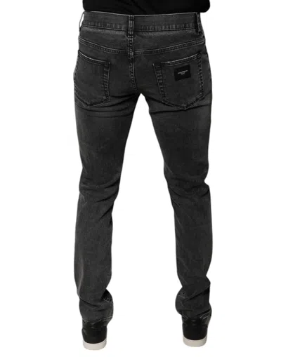 Pre-owned Dolce & Gabbana Black Logo Cotton Stretch Skinny Denim Men's Pants ()
