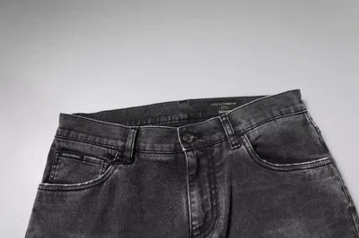 Pre-owned Dolce & Gabbana Black Logo Cotton Stretch Skinny Denim Men's Pants ()
