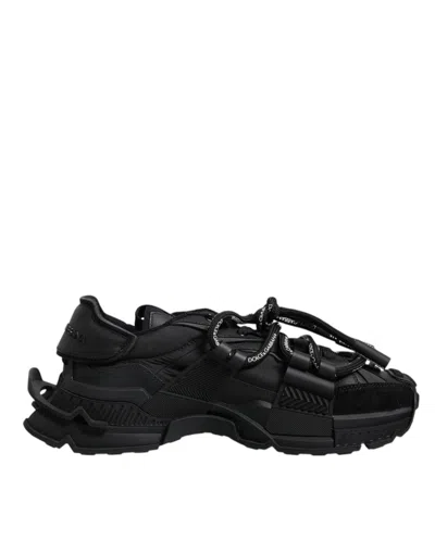 Dolce & Gabbana Black Low Top Space Lace Up Sneakers Shoes In Black