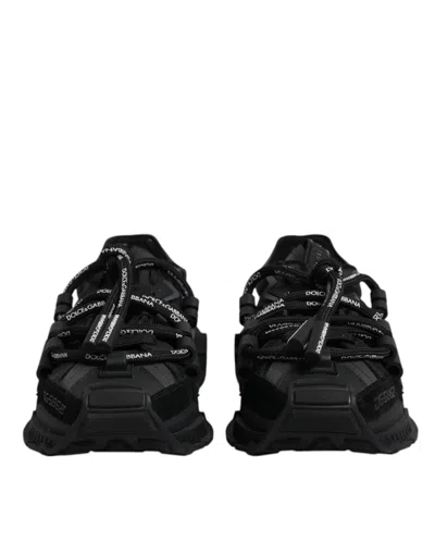 Dolce & Gabbana Black Low Top Space Lace Up Sneakers Shoes In Black