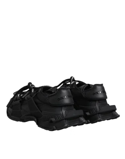 Dolce & Gabbana Black Low Top Space Lace Up Sneakers Shoes In Black