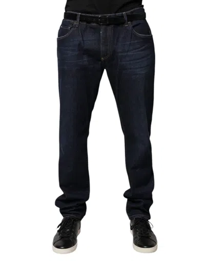 Dolce & Gabbana Dark Blue Cotton Stretch Skinny Denim Jeans In Blue