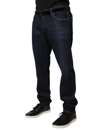 Dolce & Gabbana Dark Blue Cotton Stretch Skinny Denim Jeans In Blue