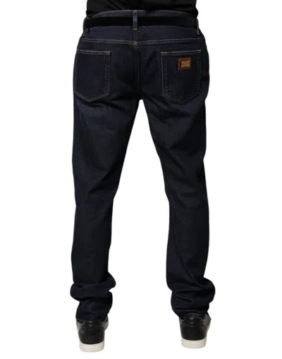 Dolce & Gabbana Dark Blue Cotton Stretch Skinny Denim Jeans In Blue