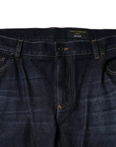 Dolce & Gabbana Dark Blue Cotton Stretch Skinny Denim Jeans In Blue