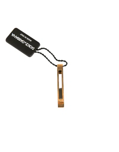 Dolce & Gabbana Gold Tone Brass Crystal Branded Tie Clip Men's Bar In Gold