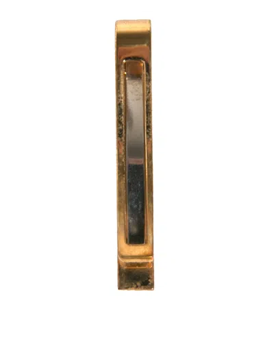 Dolce & Gabbana Gold Tone Brass Logo Branded Tie Clip Men's Bar In Gold