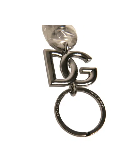 Dolce & Gabbana Silver Brass Dg Logo Keychain Metal Ring Women's Keyring In Silver
