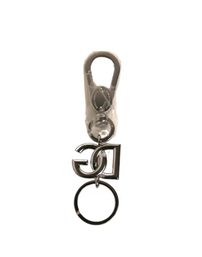 Dolce & Gabbana Silver Brass Dg Logo Keychain Metal Ring Women's Keyring In Silver