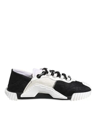 Pre-owned Dolce & Gabbana White Black Ns1 Low Top Sneakers Women's Shoes () In Black/white