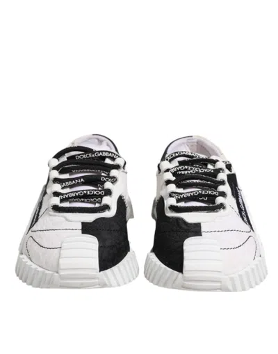 Pre-owned Dolce & Gabbana White Black Ns1 Low Top Sneakers Women's Shoes () In Black/white