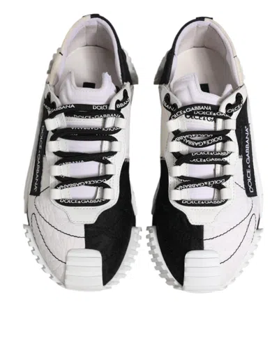 Pre-owned Dolce & Gabbana White Black Ns1 Low Top Sneakers Women's Shoes () In Black/white
