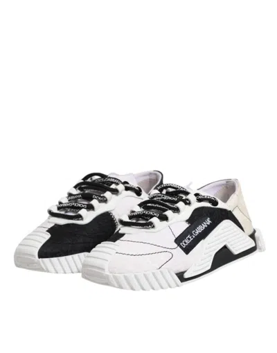 Pre-owned Dolce & Gabbana White Black Ns1 Low Top Sneakers Women's Shoes () In Black/white