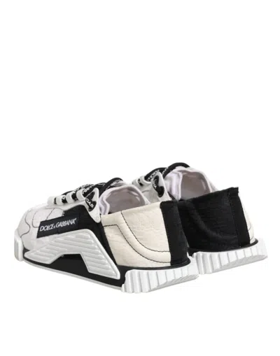 Pre-owned Dolce & Gabbana White Black Ns1 Low Top Sneakers Women's Shoes () In Black/white