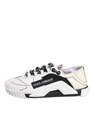 Pre-owned Dolce & Gabbana White Black Ns1 Low Top Sneakers Women's Shoes () In Black/white