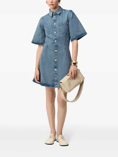 Ami Alexandre Mattiussi Mini Dress Ami De Coeur In Denim In Blue